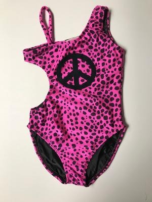 Pink Black Cheetah 1 Shoulder Monokini/Peace