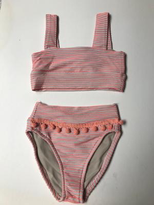 Ambrosia Stripe Bandeau Bikini Pom/pom