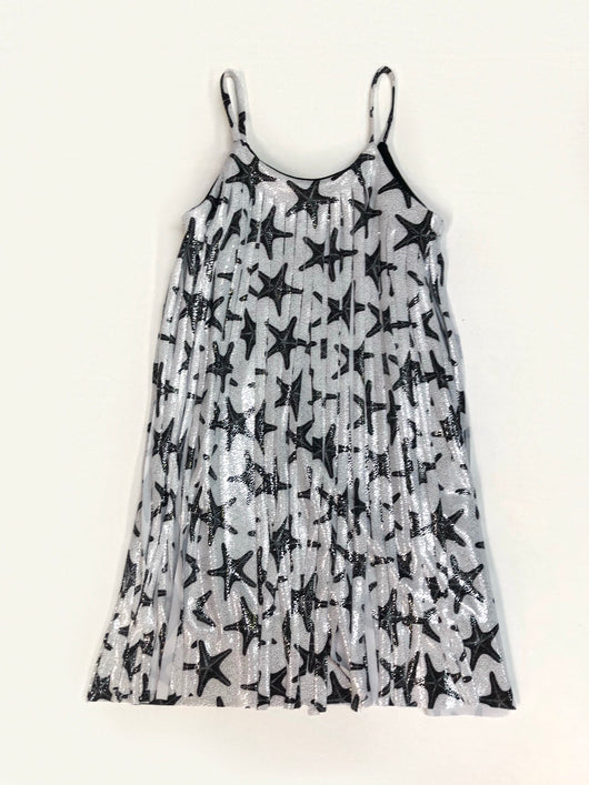 Black and White Starfish Cut Fringe Dress