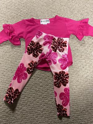 Pink Kourtney Ruffle Top/Flower Power legging Infant Set