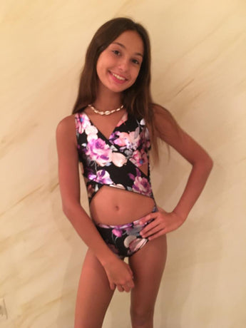 METALLIC FLORAL CRISS CROSS FRONTTANKSUIT