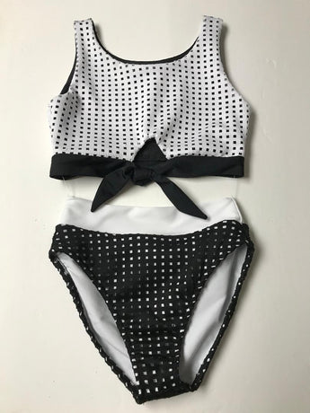 WHITE LAZER BLACK LAZER HIGH WAIST KNOT BIKINI