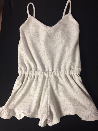 WHITE SPARKLE SLIP RUFFLE ROMPER