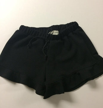 Black Texture Ruffle Short