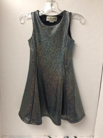BLACK SILVER MINI STARS FIT FLARE DRESS
