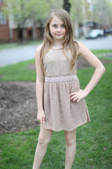 Taupe Lace Pearl Dress