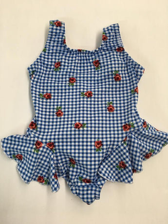 Gingham Rose Infant Ruffle Tanksuit