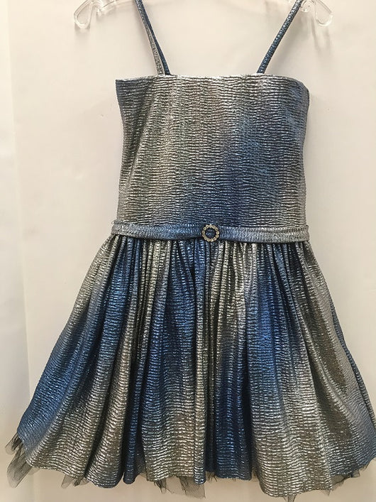 Blue/Silver Ombre Metallic Party Dress
