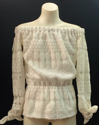 White Crochet Maze Gigi top