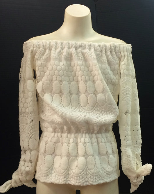 White Crochet Maze Gigi top