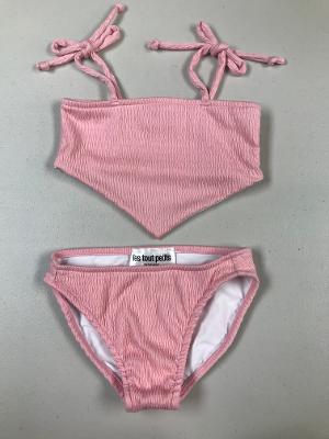 Pink Smocked Triangle Bikini