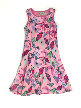 Pink Butterfly S/L Fit and Flare Dress
