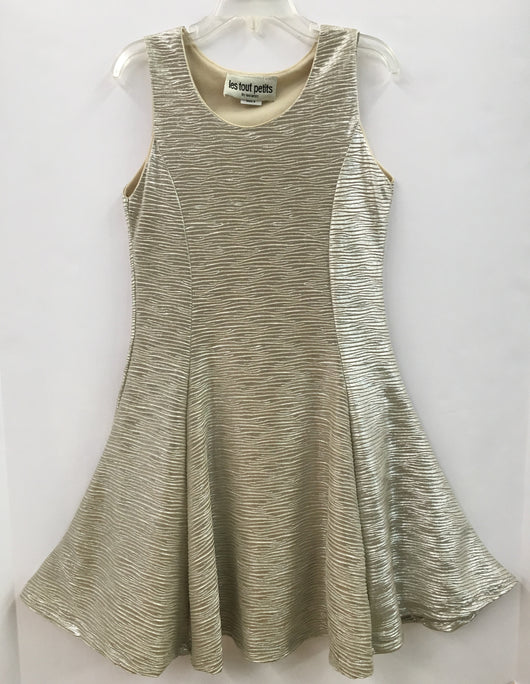 Champagne Pleated Sleeveless Fit/Flare Dress