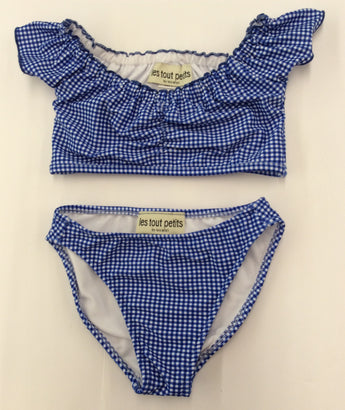 Off the Shoulder Marine Gingham Bikini