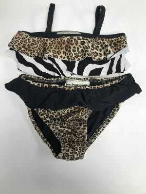 Leopard/Zebra Ruffle Bandeau Bikini