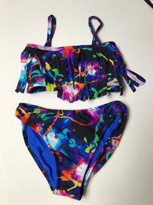 Royal Splatter Fringe Bandeau Bikini