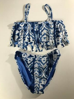 Blue Tribal Fringe Bandeau Bikini