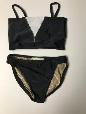 Black/White Bandeau /Gold Zipper Applique
