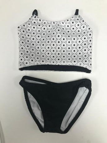 White/Black Lazer Cami Crop Bikini