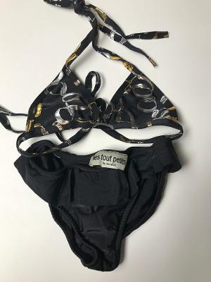 Gold/Silver Chains/Black Ruffle Bikini