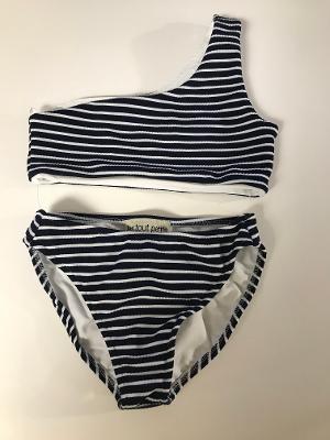 Navy Narrow Stripe 1 shoulder Bikini