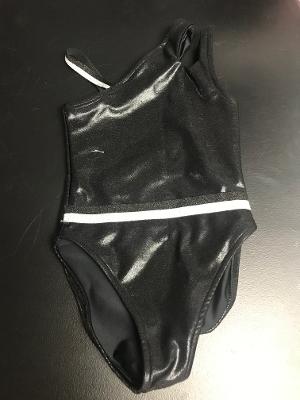 Black Shinny Foil Angle 1 Shoulder Tanksuit Athletic tape