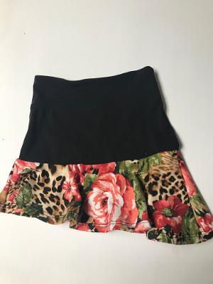 Black/Leopard Rose Assymetrical Skirt