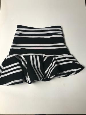 Black White Stripe Assymetrical Skirt