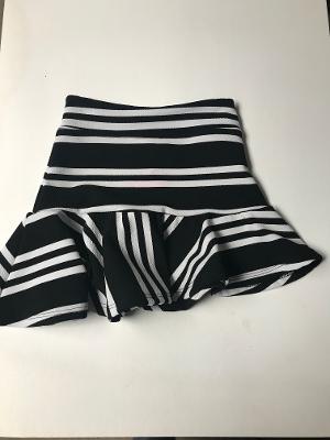 Black White Stripe Assymetrical Skirt