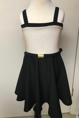 Gold Fishnet Top /Black Bottom-buckle Chanel Dress