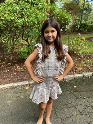 Champagne Plaid Assymetrical Dress