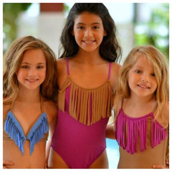 ROYAL/LIME FRINGE 1PC TANKSUIT