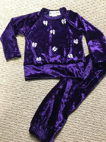 Amethyst Crush Velvet rhinestones bow infant set