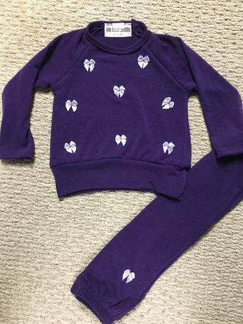 Grape Smush rhinestone bows infant set