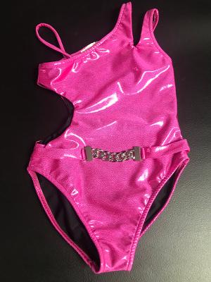 Hot Pink Shinny Foil Link Angle 1 Shoulder Monokini