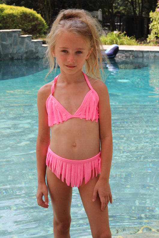 Pink Shimmer Fringe Bikini