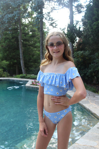 Sky Sunflower Ruffle Zoey Bikini