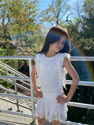 White Lace Assymetrical Dress