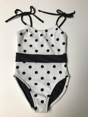 White/Black Dot Bow Tie Tanksuit/Belt