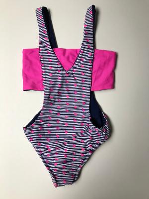 Pink Flamingo Stripe Bandeau Monokini