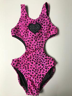 Pink Black Cheetah Monokini/Heart