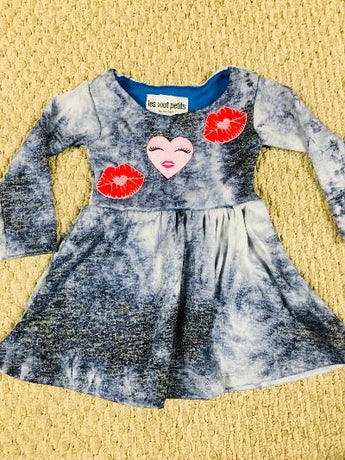 Smush Navy t/d hearts & kisses infant swing dress