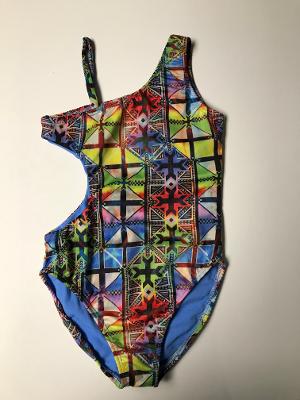 Blue Stain Glass 1 Shoulder Monokini