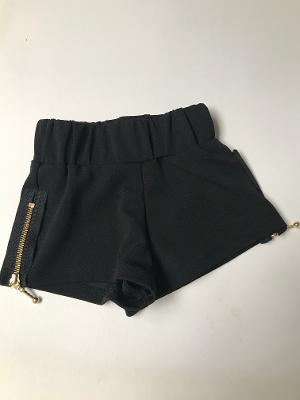 Black Texture  Zipper Short