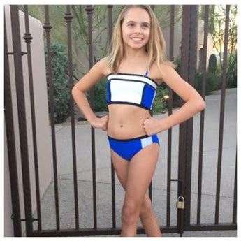 Royal White Black  Athletic Tape Bandeau Bikini