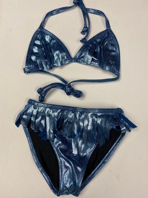 Teal Foil Cut Fringe Bikini