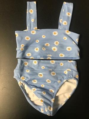 Sky Sunflower Bandeau High Waisted Bikini