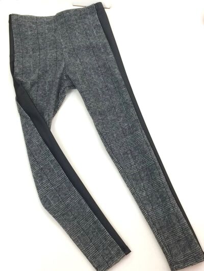 Charcoal Plaid Knit Black Side Insert Legging