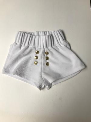 White Texture Button Short