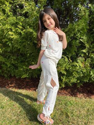 White FireWork Slit Track Pant
